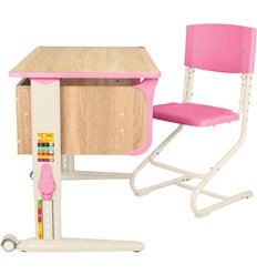 Кресло детское Дэми Parta 4/100 (СУТ.43) со стулом, Дуб Сонома/Розовый/Бежевый фото 1
