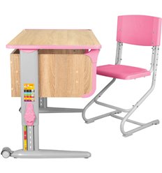 Кресло детское Дэми Parta 4/100 (СУТ.43) со стулом, Дуб Сонома/Розовый/Серый фото 1