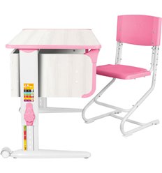 Комплект растущая парта и стул Дэми Parta 4/100 (СУТ.43) со стулом, Рамух белый/Розовый/Белый фото 1