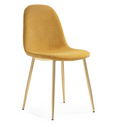 Офисный стул Lilu 1 yellow/gold желтый велюр, ножки золото фото 1