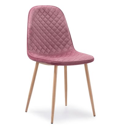 Capri pink/wood розовый велюр, ножки металл цвет дерево