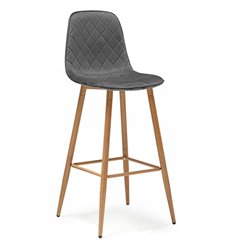Барный стул Capri dark gray/wood серый велюр, ножки металл цвет дерево фото 1