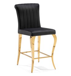 Полубарный стул Joan black/gold, черный велюр, ножки золото фото 1