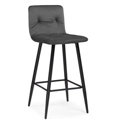 Барный стул Stich dark gray, темно-серый велюр, ножки черные фото 1