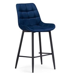 Полубарный стул Алст синий велюр, ножки черные фото 1