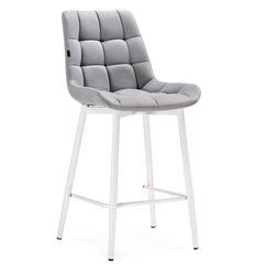 Полубарный стул Алст светло-серый велюр, ножки белые фото 1