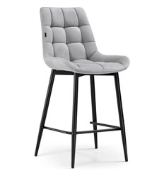 Полубарный стул Алст светло-серый велюр, ножки черные фото 1