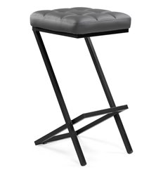 Полубарный стул Амаури темно-серый/черный матовый, экокожа, ножки металл фото 1