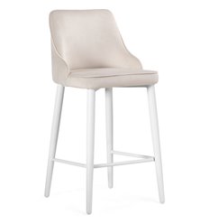 Полубарный стул Атани кремово-дымчатый велюр, ножки белые фото 1