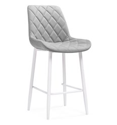 Полубарный стул Баодин К Б/К светло-серый велюр, ножки белые фото 1