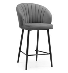 Полубарный стул Бэнбу velutto 32, серый велюр, ножки черные фото 1