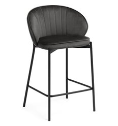Полубарный стул Нейл серый велюр, ножки черные фото 1