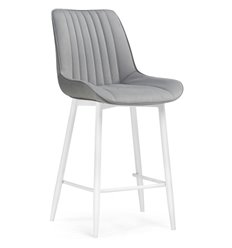Полубарный стул Седа светло-серый велюр, ножки белые фото 1