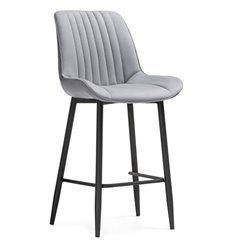 Полубарный стул Седа светло-серый велюр, ножки черные фото 1