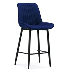 Полубарный стул Седа синий велюр, ножки черные фото 1