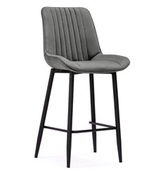 Полубарный стул Седа темно-серый велюр, ножки черные фото 1