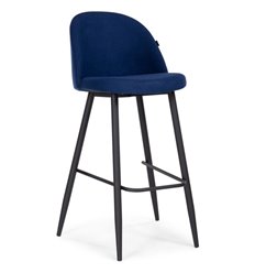 Барный стул Сондре темно-синий велюр, ножки черные фото 1