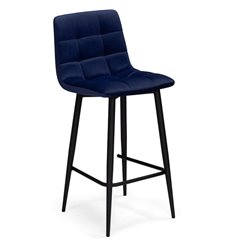 Полубарный стул Чилли К синий велюр, ножки черные фото 1