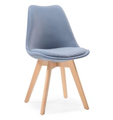Стул пластиковый Bonuss blue/wood, голубой пластик, сиденье велюр, ножки дерево фото 1