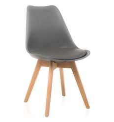 Офисный стул Bonuss dark gray, серый пластик, сиденье экокожа, ножки дерево фото 1