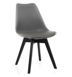 Офисный стул Bonuss dark gray/black, серый пластик, сиденье экокожа, ножки дерево фото 1