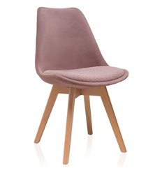 Стул Bonuss light purple/wood, розовый пластик, сиденье велюр, ножки дерево фото 1