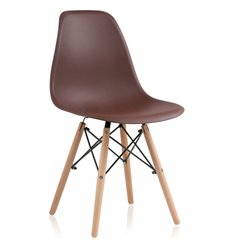 Офисный стул Eames PC-015 brown, коричневый пластик, ножки дерево фото 1