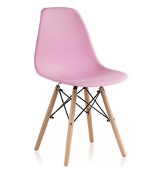 Офисный стул Eames PC-015 light pink, розовый пластик, ножки дерево фото 1