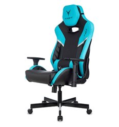 Эргономичное кресло для руководителя KNIGHT THUNDER 5X BL, экокожа, цвет черный/голубой фото 1