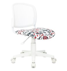 Офисное кресло Бюрократ CH-W296NX/REDLIPS, спинка белая, сиденье мультиколор красные губы фото 1