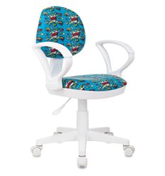 Детское кресло Бюрократ KD-3/WH/ARM/BOOM, белый пластик, цвет голубой бум фото 1