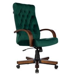 Кресло для руководителя Бюрократ T-9928WALNUT/FABR/GN, дерево, ткань, цвет зеленый фото 1