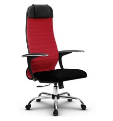 Кресло для руководителя Метта B 1b 21/U158 (Комплект 22) красный, ткань, крестовина хром фото 1