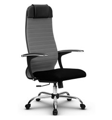 Кресло для руководителя Метта B 1b 21/U158 (Комплект 22) светло-серый, ткань, крестовина хром фото 1