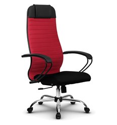 Кресло для руководителя Метта B 1b 21/К130 (Комплект 21) красный, ткань, крестовина хром фото 1