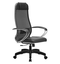 Кресло Метта Комплект 5 черный для руководителя, сетка/NewLeather