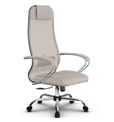 Эргономичное кресло для руководителя Метта B 1m 5/ K116 (Комплект 5) светло-бежевый, сетка/MPES, крестовина хром фото 1