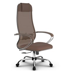 Кресло для руководителя Метта B 1m 5/ K116 (Комплект 5) светло-коричневый, сетка/MPES, крестовина хром фото 1