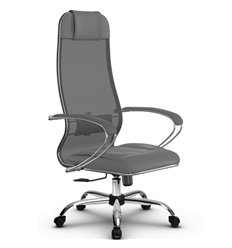 Кресло для руководителя Метта B 1m 5/ K116 (Комплект 5) серый, сетка/MPES, крестовина хром фото 1