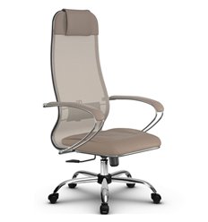Эргономичное кресло для руководителя Метта B 1m 5/ K116 (Комплект 5) темно-бежевый, сетка/MPES, крестовина хром фото 1