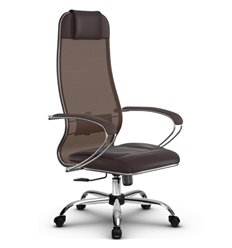 Кресло для руководителя Метта B 1m 5/ K116 (Комплект 5) темно-коричневый, сетка/MPES, крестовина хром фото 1