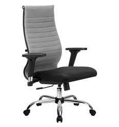 Эргономичное кресло для руководителя Метта B 2b 19/2D (Комплект 19/2D) светло-серый, ткань, крестовина хром фото 1