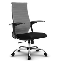 Кресло для руководителя Метта B 2b 19/U158 (Комплект 20) светло-серый, ткань, крестовина хром фото 1