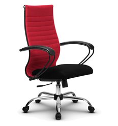 Эргономичное кресло для руководителя Метта B 2b 19/К130 (Комплект 19) красный, ткань, крестовина хром фото 1