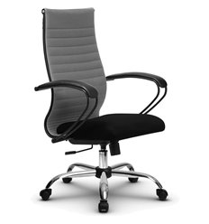 Кресло для руководителя Метта B 2b 19/К130 (Комплект 19) светло-серый, ткань, крестовина хром фото 1
