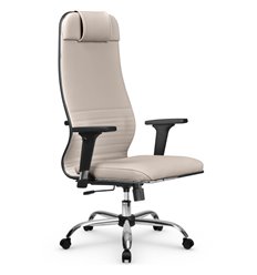 Эргономичное кресло для руководителя Метта L 1m 38K2/2D светло-бежевый, MPES, топ-ган, крестовина хром фото 1