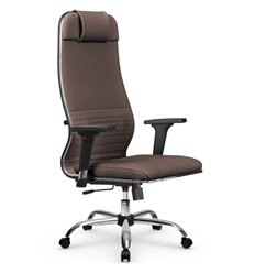 Эргономичное кресло для руководителя Метта L 1m 38K2/2D светло-коричневый, MPES, топ-ган, крестовина хром фото 1