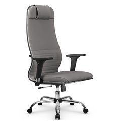 Кресло для руководителя Метта L 1m 38K2/2D серый, MPES, топ-ган, крестовина хром фото 1