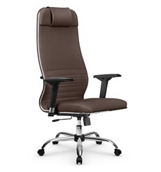 Эргономичное кресло для руководителя Метта L 1m 38K2/4D светло-коричневый, MPES, топ-ган, крестовина хром фото 1