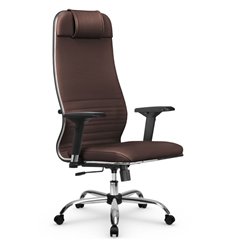 Кресло для руководителя Метта L 1m 38K2/4D темно-коричневый, MPES, топ-ган, крестовина хром фото 1